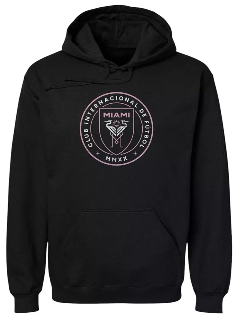 Messi 10 Fanatics Black Hoodie with Pink Miami Crest